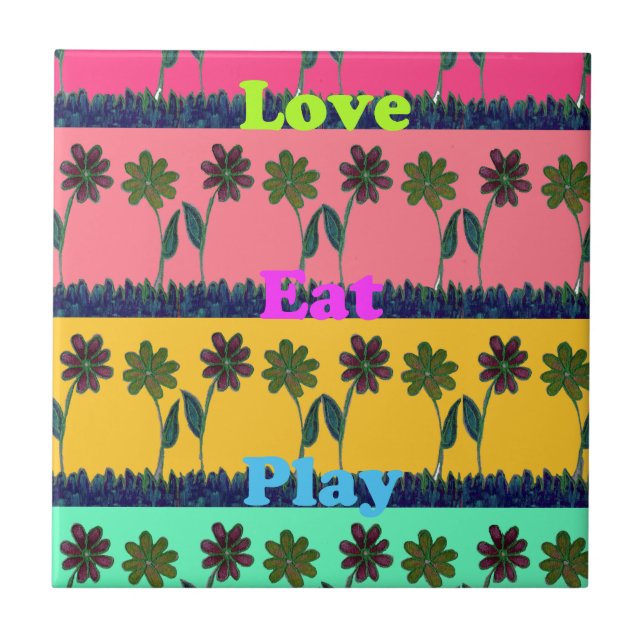 Love Eat Play Art Print Tile (Front)