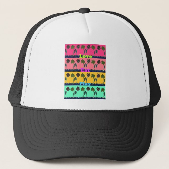 Love Eat Play Art Print Trucker Hat (Front)