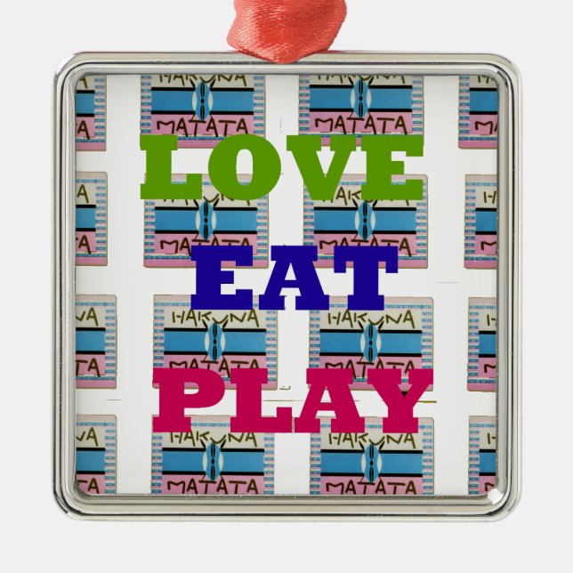 Love Eat Play Hakuna Matata Art Print Metal Tree Decoration (Front)