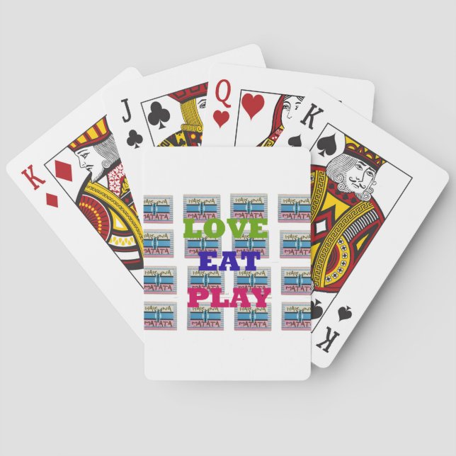 Love Eat Play Hakuna Matata Art Print Playing Cards (Back)