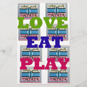 Love Eat Play Hakuna Matata Art Print Stationery