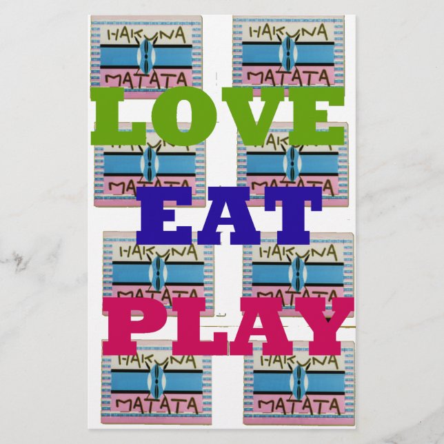 Love Eat Play Hakuna Matata Art Print Stationery (Front)