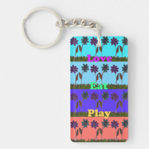Love Eat Play Hakuna Matata Summer Floral Keychain