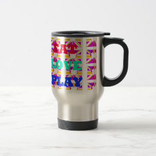 Love Eat Play Heart colours. Travel Mug