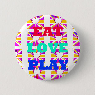 Love  Eat Play Heart Hakuna Matata colours.png 6 Cm Round Badge