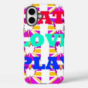 Love Eat Play Heart Hakuna Matata colours.png iPhone 16 Plus Case