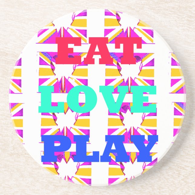Love  Eat Play Heart Hakuna Matata colours.png Coaster (Front)