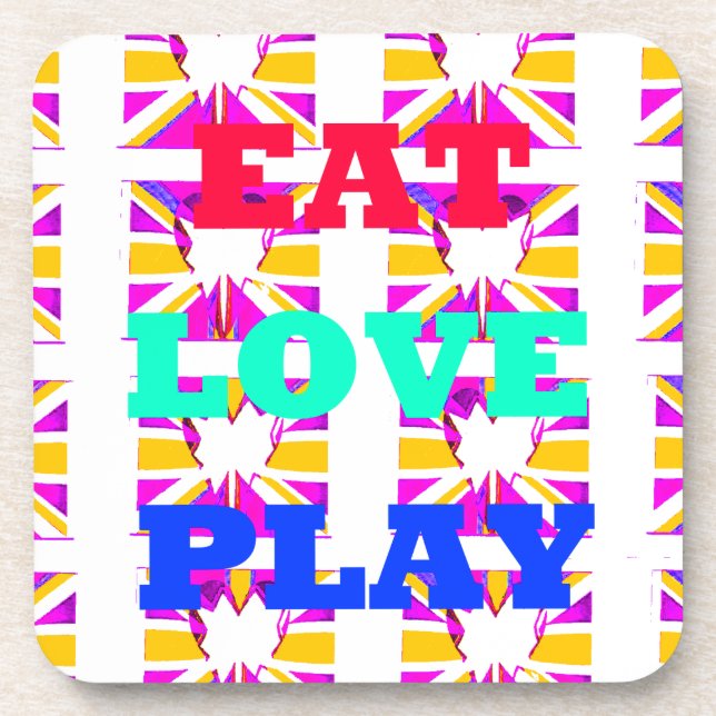 Love  Eat Play Heart Hakuna Matata colours.png Coaster (Front)