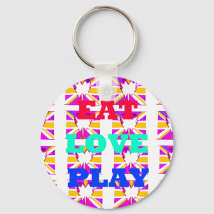 Love  Eat Play Heart Hakuna Matata colours.png Key Ring