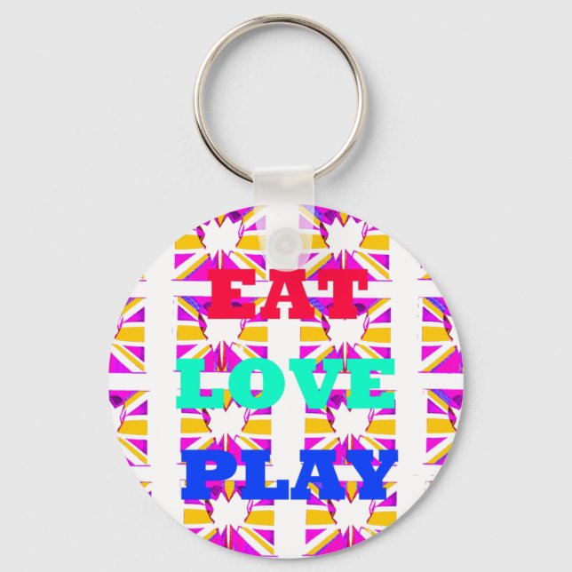 Love  Eat Play Heart Hakuna Matata colours.png Key Ring (Front)