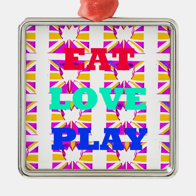 Love  Eat Play Heart Hakuna Matata colours.png Metal Tree Decoration (Front)