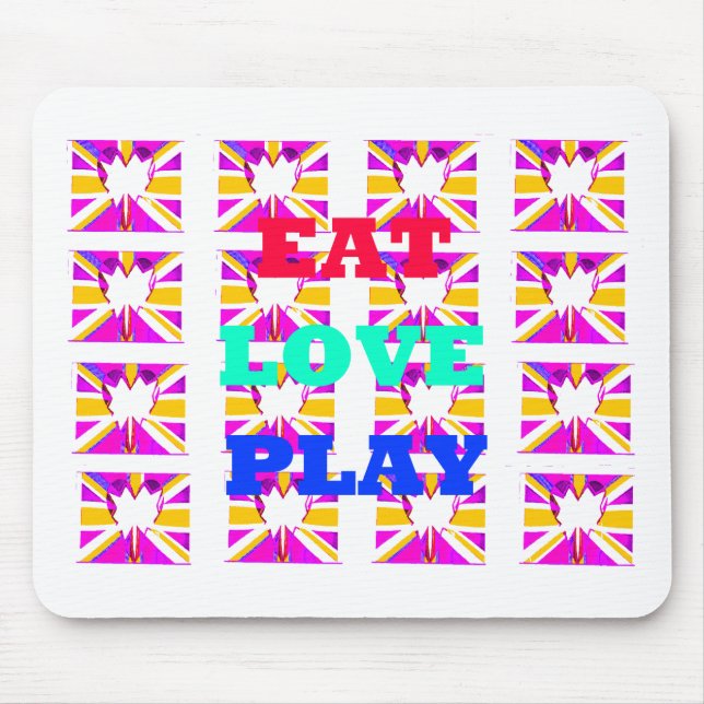 Love  Eat Play Heart Hakuna Matata colours.png Mouse Mat (Front)