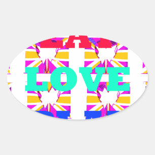 Love  Eat Play Heart Hakuna Matata colours.png Oval Sticker