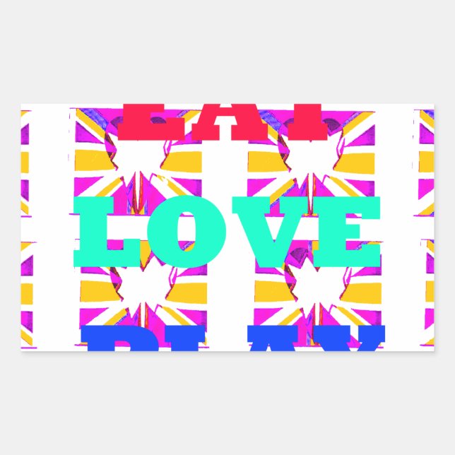 Love  Eat Play Heart Hakuna Matata colours.png Rectangular Sticker (Front)