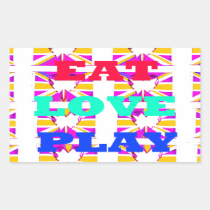 Love Eat Play Heart Hakuna Matata colours.png Rectangular Sticker