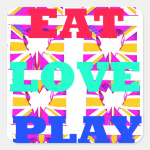 Love Eat Play Heart Hakuna Matata colours.png Square Sticker