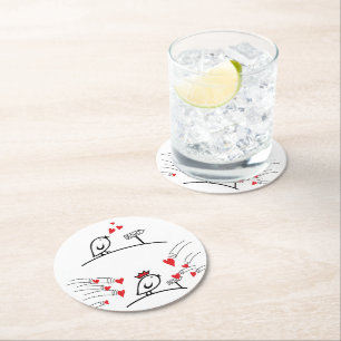 LOVE ECHO - Comic Birds Tweetlercools 1 Round Paper Coaster