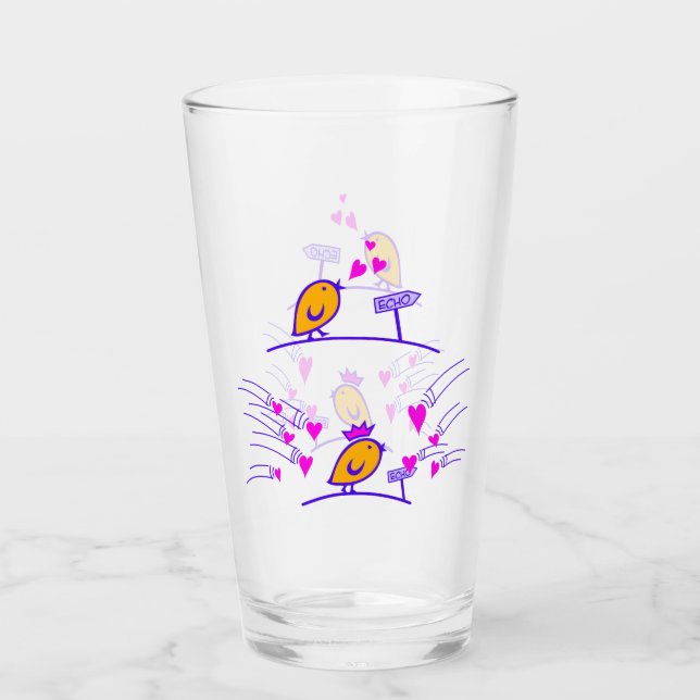 LOVE ECHO - Comic Birds Tweetlercools 3 Glass (Front)