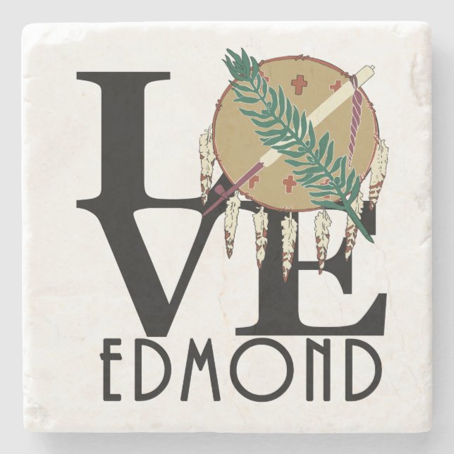 LOVE Edmond Oklahoma Stone Coaster (Front)