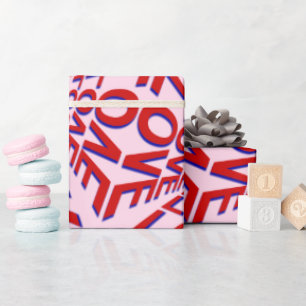 Love Effect 3D Typography on Elegant Wrapping Paper