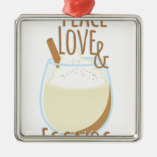 Love & Eggnog Metal Tree Decoration (Front)