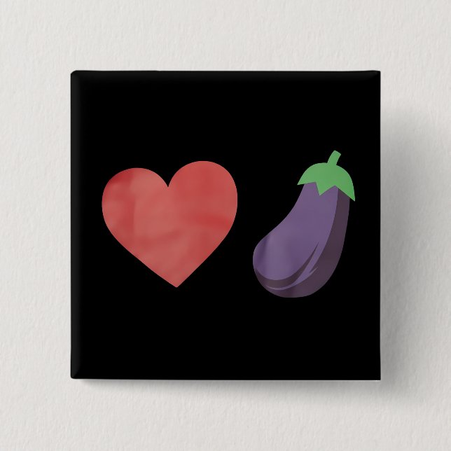 Love Eggplant Funny Gay LGBTQ Pride 15 Cm Square Badge (Front)