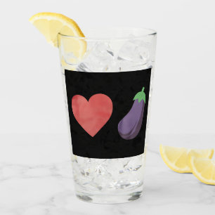 Love Eggplant Funny Gay LGBTQ Pride Glass
