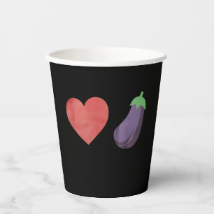 Love Eggplant Funny Gay LGBTQ Pride Paper Cups