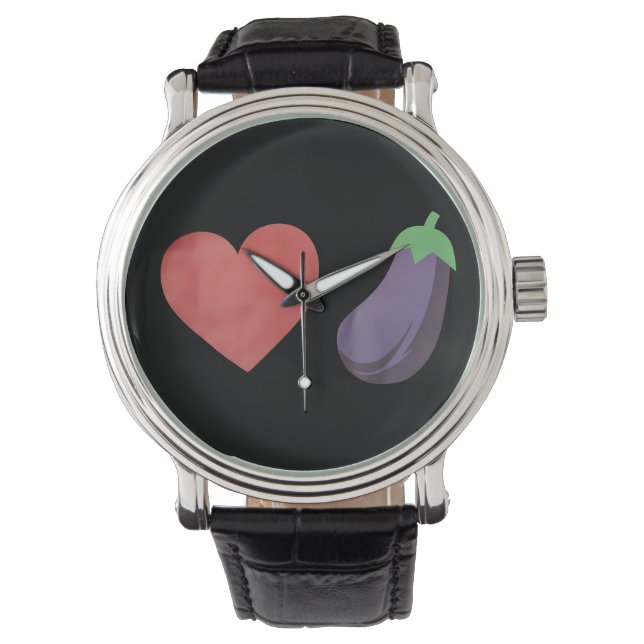 Love Eggplant Funny Gay LGBTQ Pride Watch (Front)