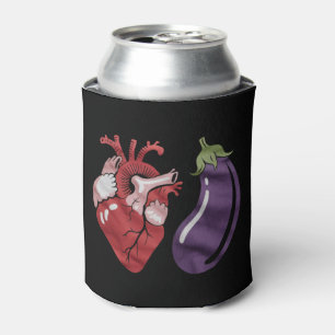 Love Eggplant Funny Gay Pride Humour LGBTQ Joke Can Cooler