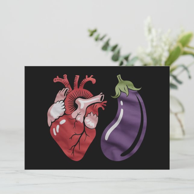 Love Eggplant Funny Gay Pride Humour LGBTQ Joke Invitation (Standing Front)