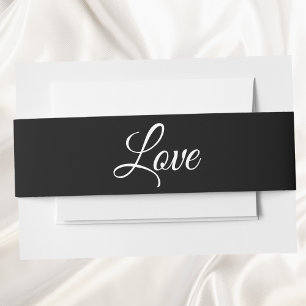 Love Elegant Black White Minimalist Wedding Invitation Belly Band