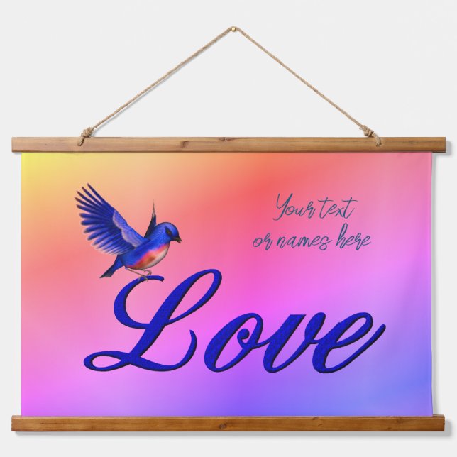 Love Elegant Bluebird Inspirational  Hanging Tapestry (Front)