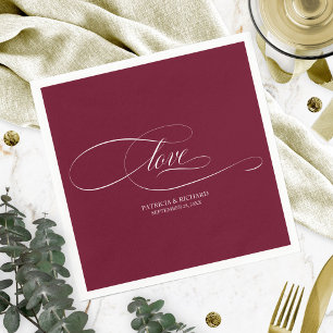 Love - Elegant Burgundy Marsala Wedding Napkin