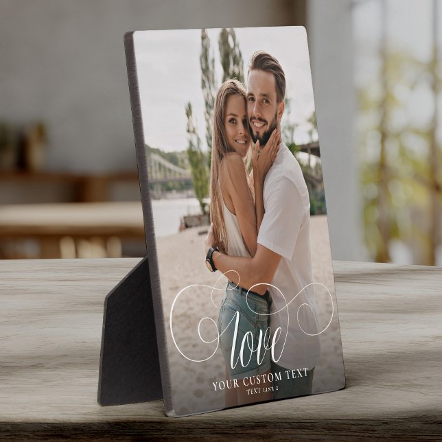 LOVE Elegant Calligraphy Couple Photo Wedding Plaque (Creator Uploaded)