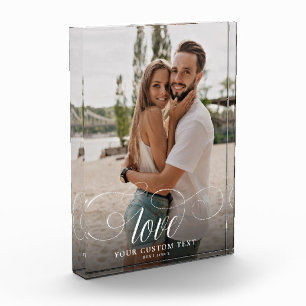 LOVE Elegant Calligraphy Simple Couple Wedding Photo Block