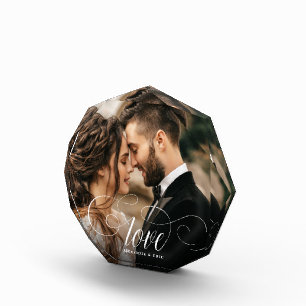 LOVE Elegant Calligraphy Simple Couple Wedding Photo Block