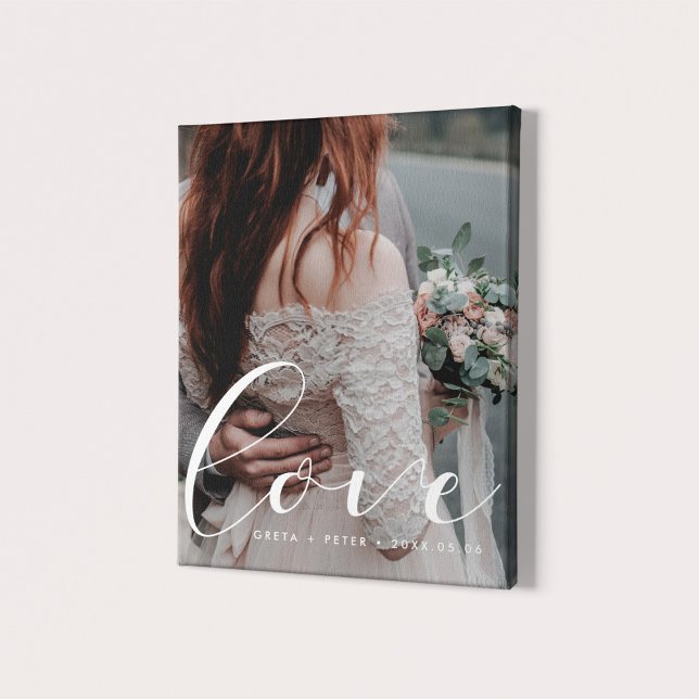 Love elegant calligraphy wedding photo canvas print (Creator Uploaded)