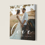 Love elegant calligraphy wedding photo faux canvas print<br><div class="desc">Showcase your favourite wedding pictures with this modern print,  with the word Love in a beautiful text overlay. You can easily change the colour and size of the text to fit your picture.</div>