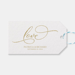 Love - Elegant Gold Foil Script Wedding Favour Tag