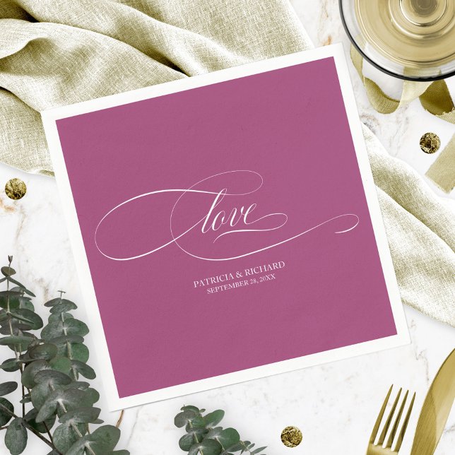 Love - Elegant Pink Cassis Wedding Napkin (Creator Uploaded)