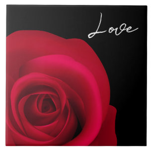 Love. Elegant Red Rose Valentine's Day Gift   Tile
