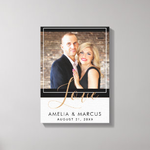 Love Elegant Script Bride Groom Wedding Keepsake Canvas Print