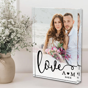 Love Elegant Script Couple Photo Block