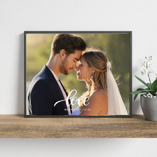 Love Elegant Script Wedding Photo Wall Art
