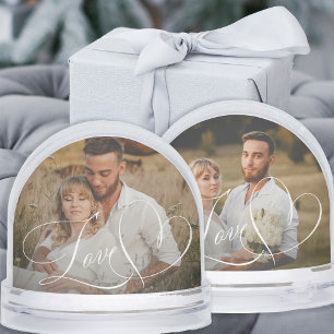 Love elegant simple calligraphy script 2 photo snowglobe