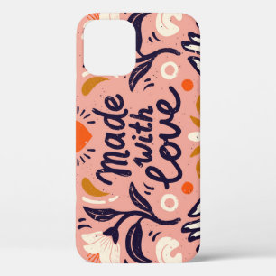Love elements: vintage pink composition. iPhone 12 case
