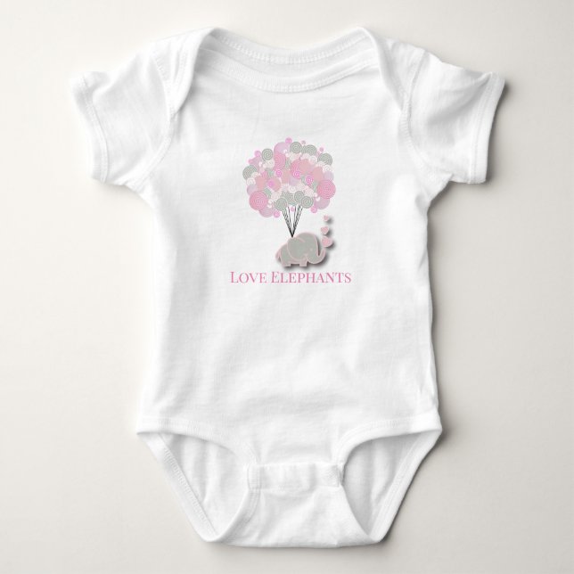 Love Elephants Baby Bodysuit (Front)