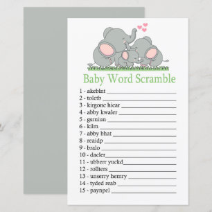 Love Elephants Baby word scramble game