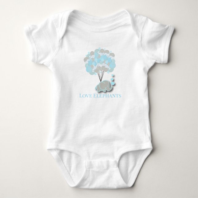 Love Elephants - Blue Baby Bodysuit (Front)